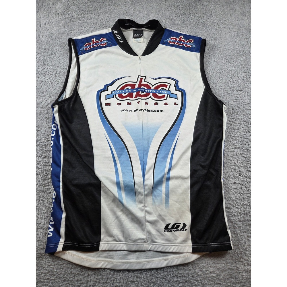 Louis Garneau Cycling Jersey XXL White Blue Mens Sleeveless ABC Cycles Montreal